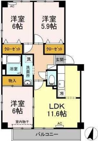 フォブール佐古　Ｂ棟の物件間取画像